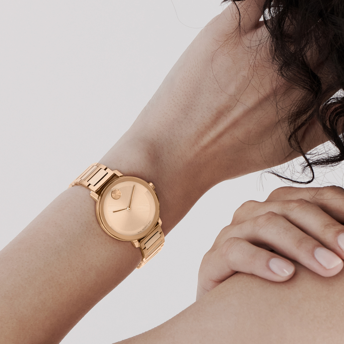 Movado Bold Evolution Women Quartz Rose Gold Dial Analog Stainless Steel Watch 3601142