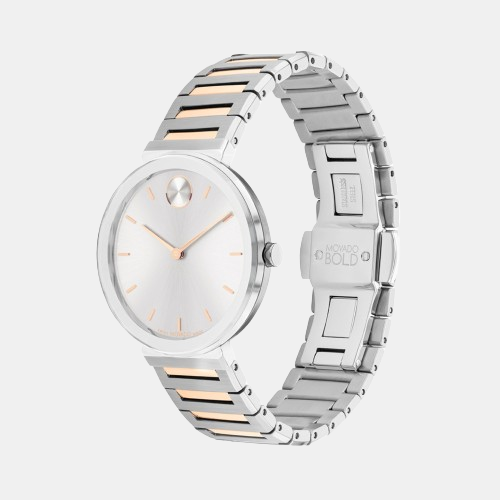Movado Bold Horizon Women Quartz Silver Dial Analog Stainless Steel Watch 3601146