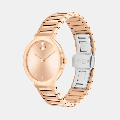 Movado Bold Horizon Women Quartz Rose Gold Dial Analog Stainless Steel Watch 3601147