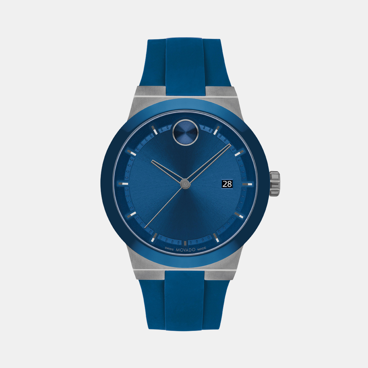Movado Bold Fusion Men Quartz Blue Dial Analog Silicone Watch 3601192