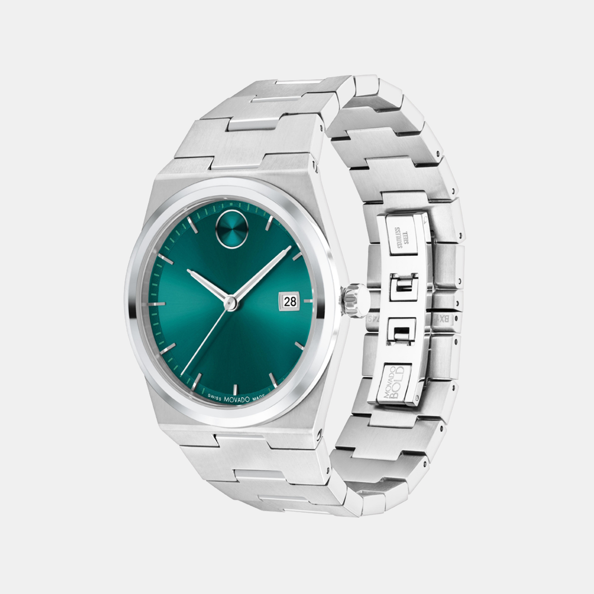 Movado Bold Quest Men Quartz Green Dial Analog Stainless Steel Watch 3601222
