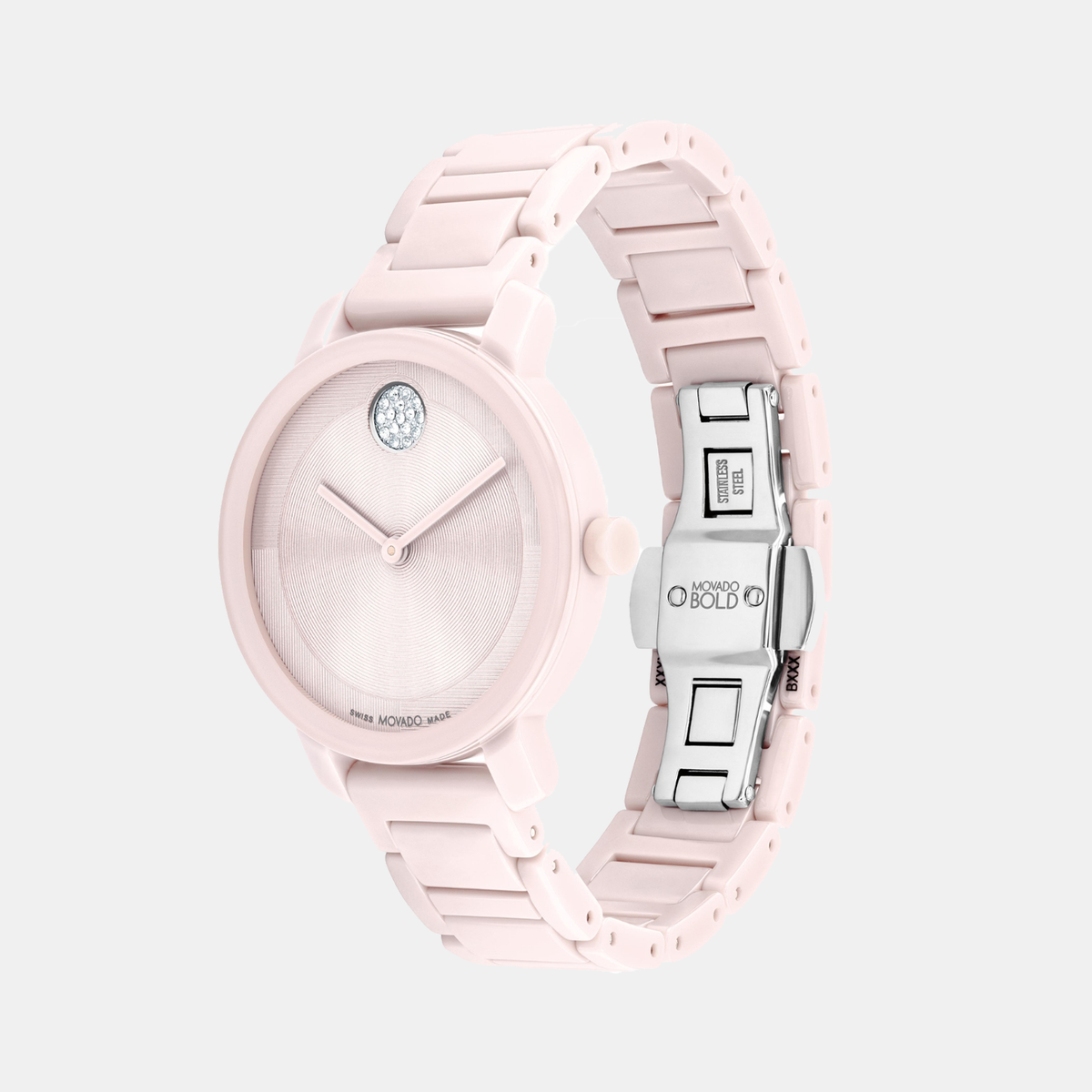 Movado Bold Evolution Women Quartz Pink Dial Analog Ceramic Watch 3601234