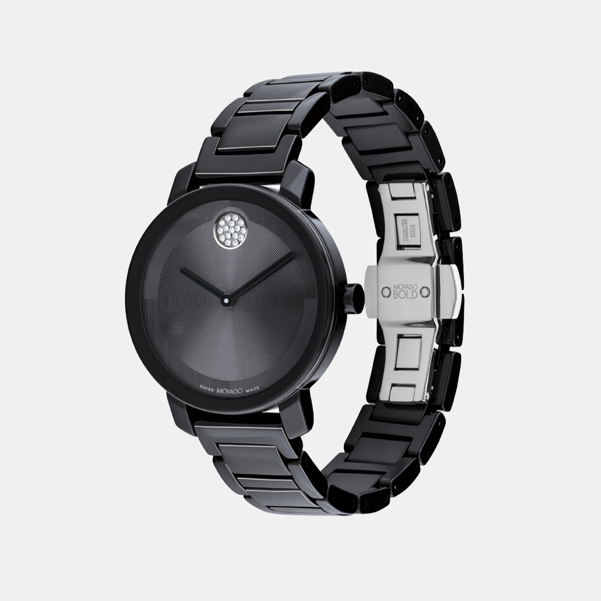 Movado Bold Evolution Women Quartz Black Dial Analog Ceramic Watch 3601235
