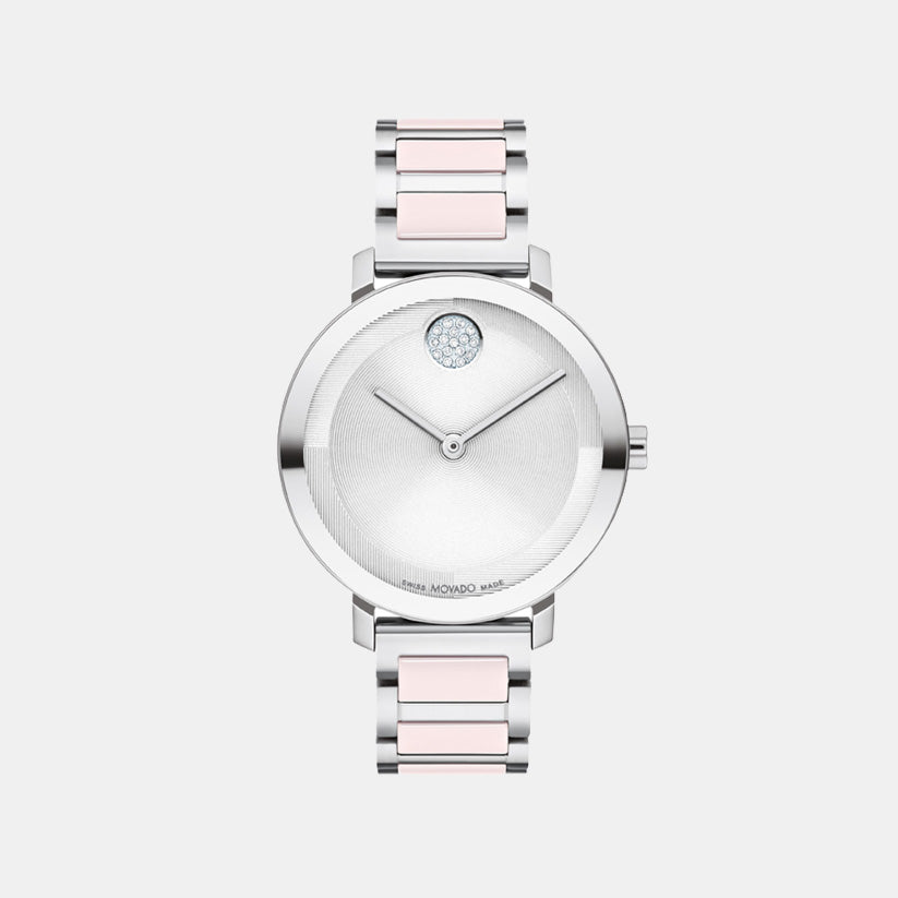 Movado Bold Evolution Women Quartz Silver Dial Analog Stainless Steel Watch 3601236