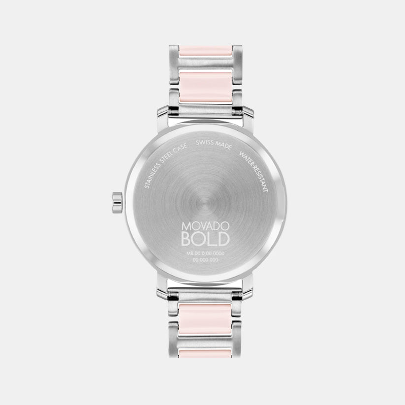 Movado Bold Evolution Women Quartz Silver Dial Analog Stainless Steel Watch 3601236
