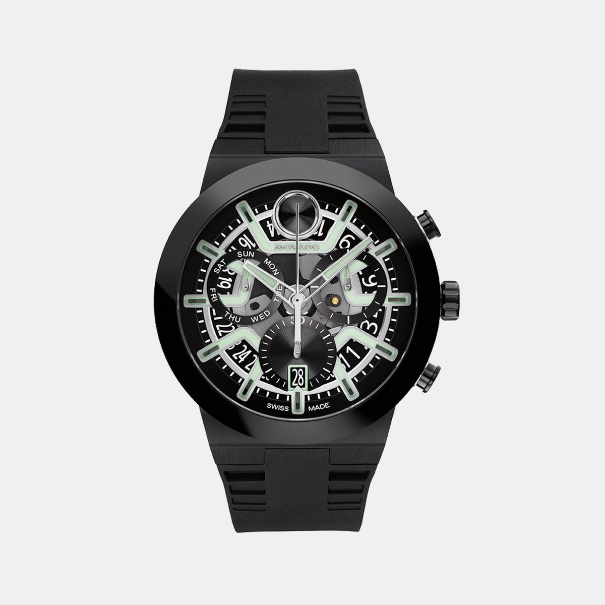 Movado Bold Fusion Men Quartz Grey Dial Chronograph Silicone Watch 3601284