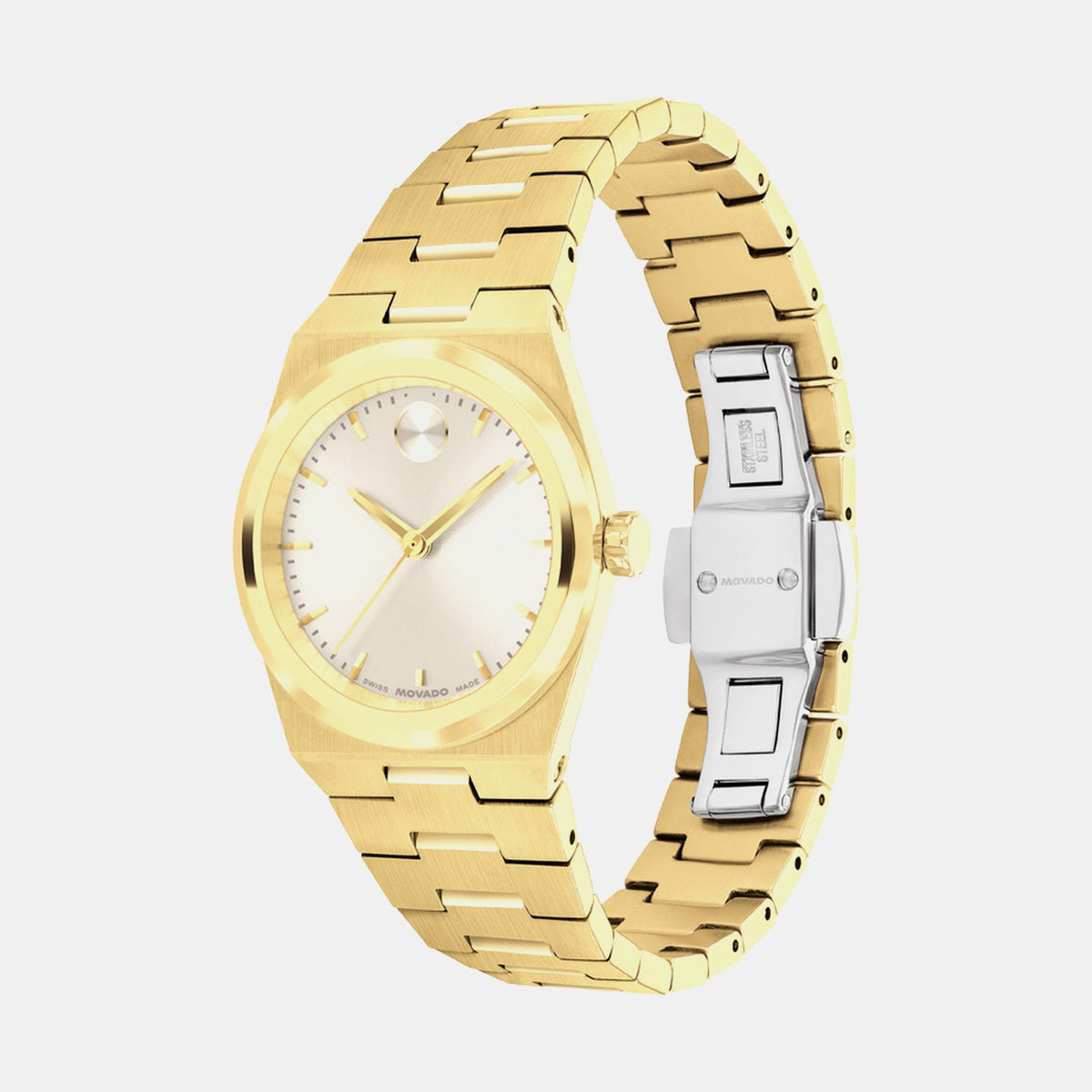 Movado Bold Quest Women Quartz Champagne Dial Analog Stainless Steel Watch 3601294
