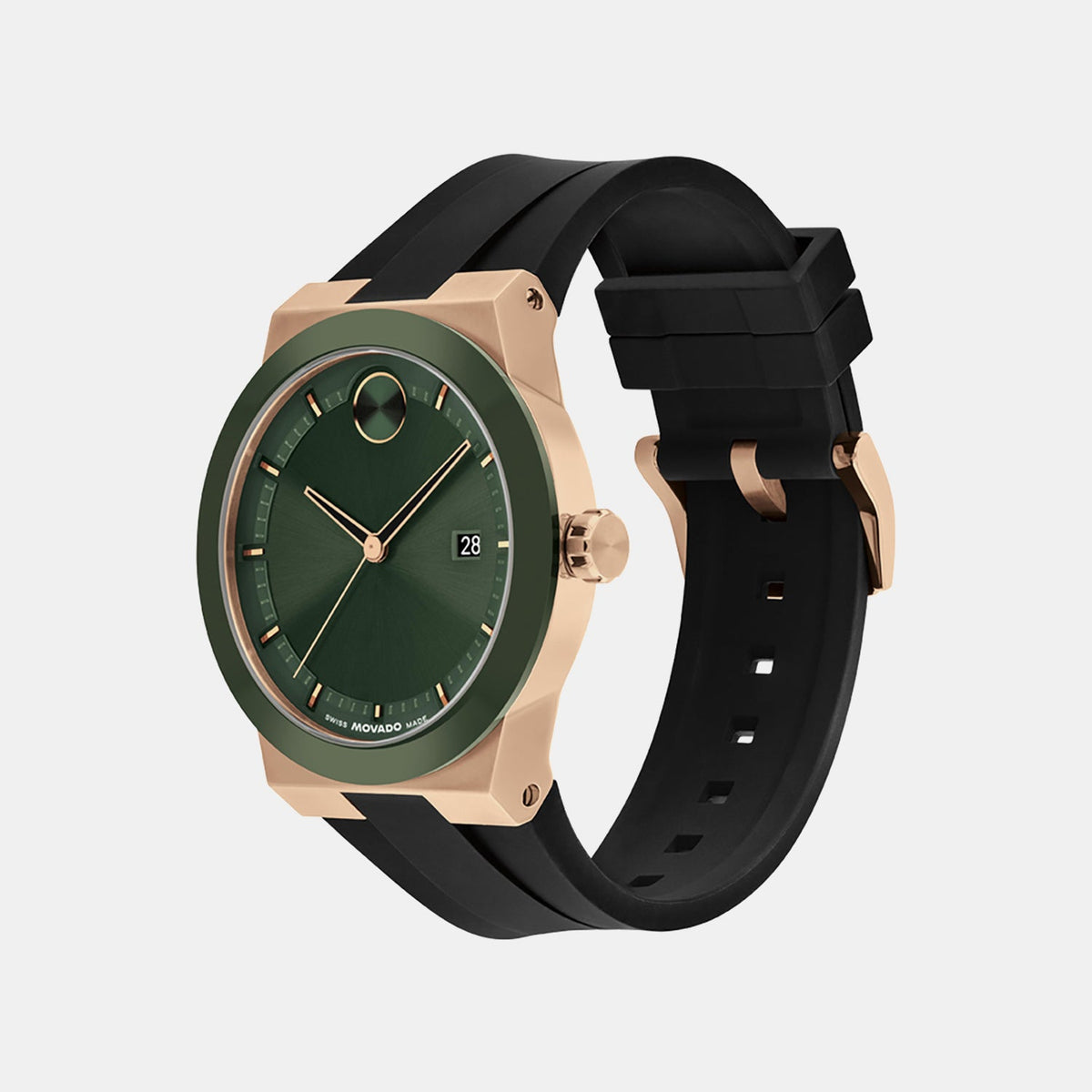 Movado Bold Fusion Men Quartz Green Dial Analog Silicone Watch 3601296