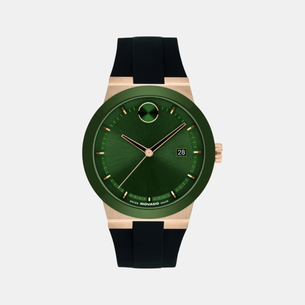 Movado Bold Fusion Men Quartz Green Dial Analog Silicone Watch 3601296