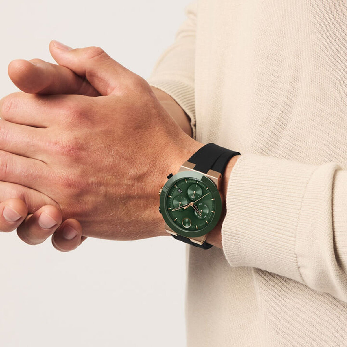 Movado Bold Fusion Men Quartz Green Dial Chronograph Ceramic Watch 3601333
