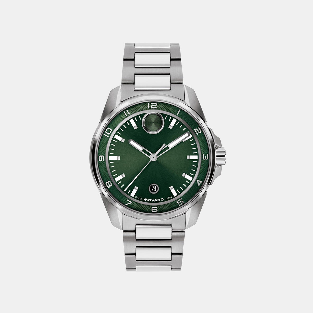 Movado Bold Verso S Men Quartz Green Dial Analog Stainless Steel Watch 3601390