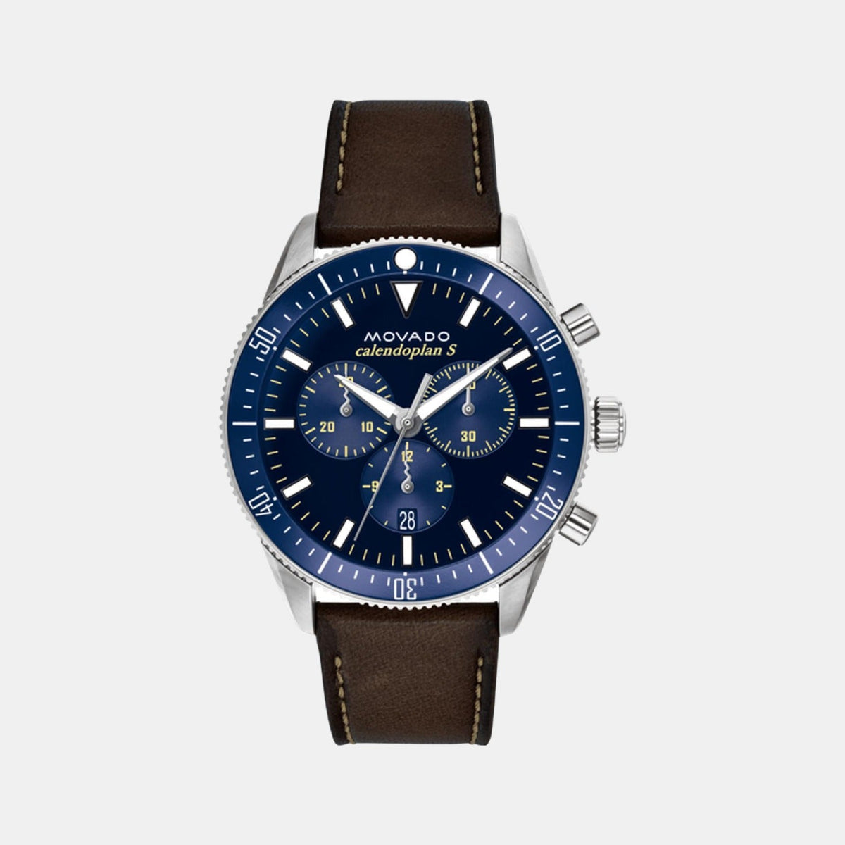 Movado Heritage Calendoplan S Men Quartz Blue Dial Chronograph Stainless Steel Watch 3650061