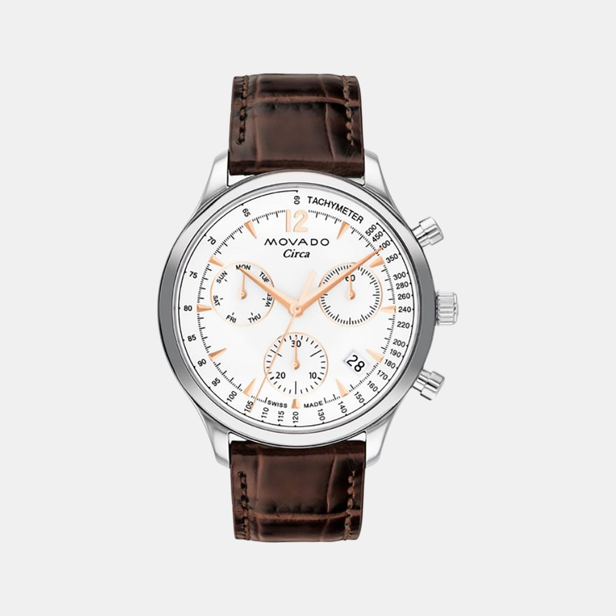 Movado Heritage Circa Men Quartz White Dial Chronograph Stainless Steel Watch 3650132