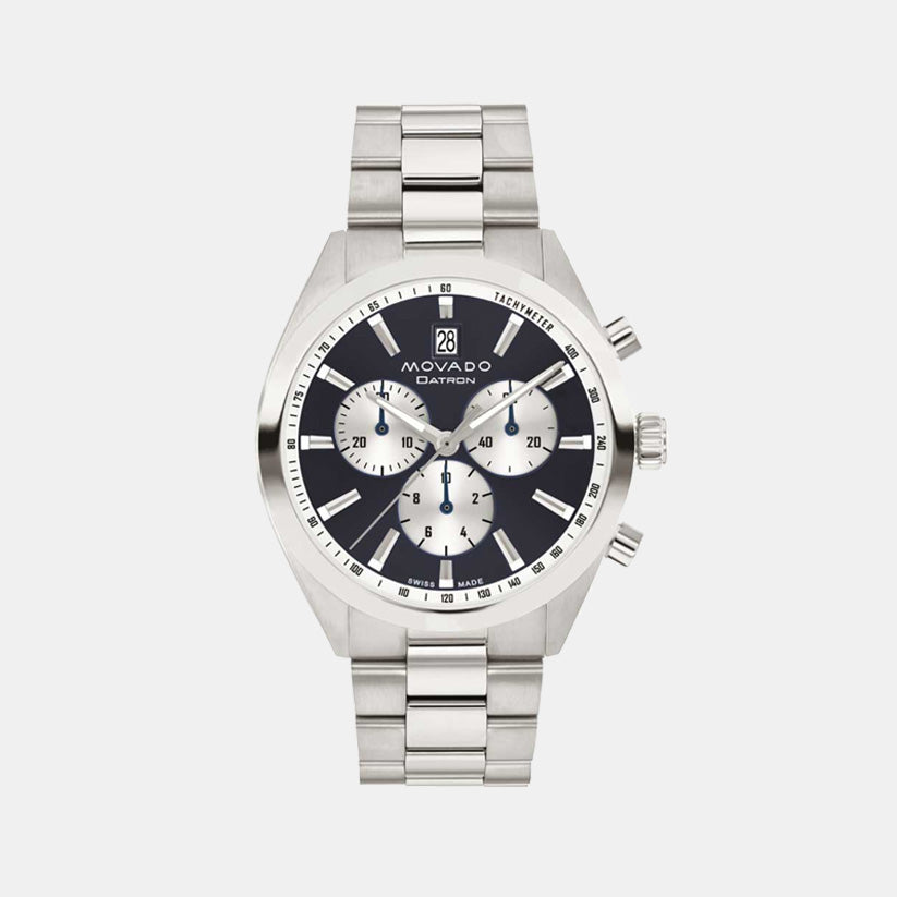 Movado Heritage Datron Men Quartz Blue Dial Chronograph Stainless Steel Watch 3650179