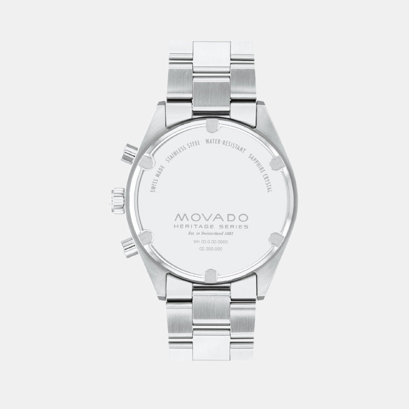 Movado Heritage Datron Men Quartz Blue Dial Chronograph Stainless Steel Watch 3650179