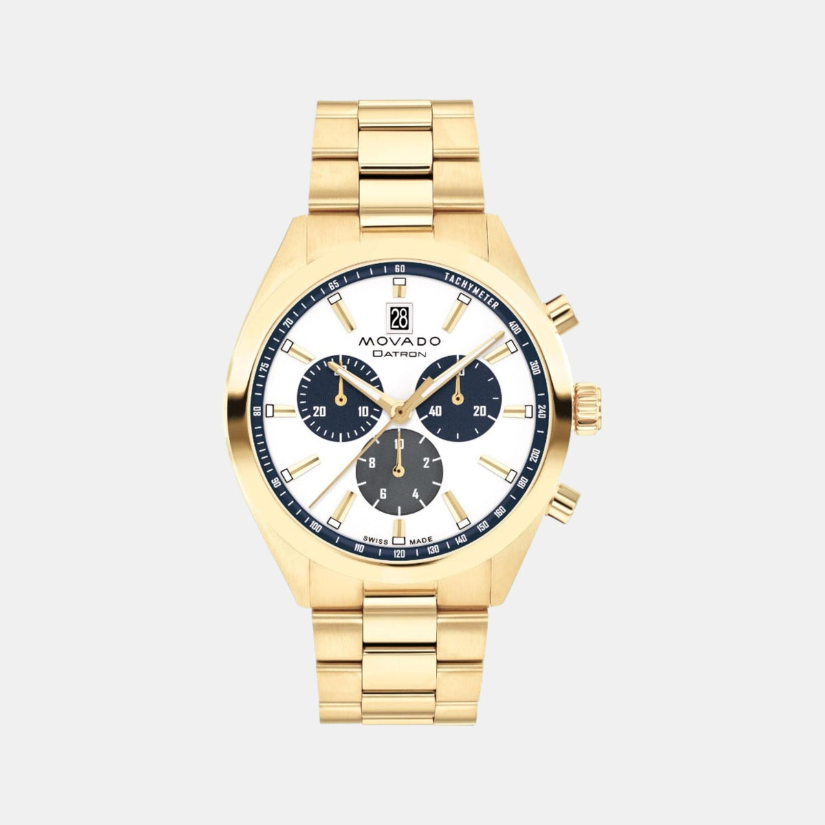 Movado Heritage Datron Men Quartz White Dial Chronograph Stainless Steel Watch 3650180