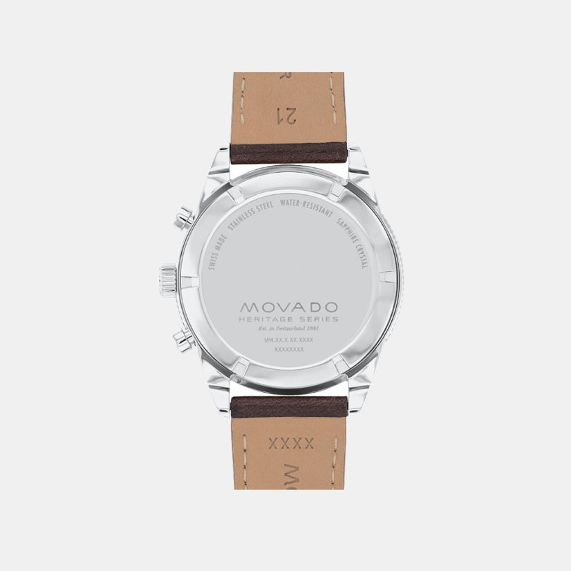 Movado Heritage Calendoplan S Men Quartz Beige Dial Chronograph Stainless Steel Watch 3650205