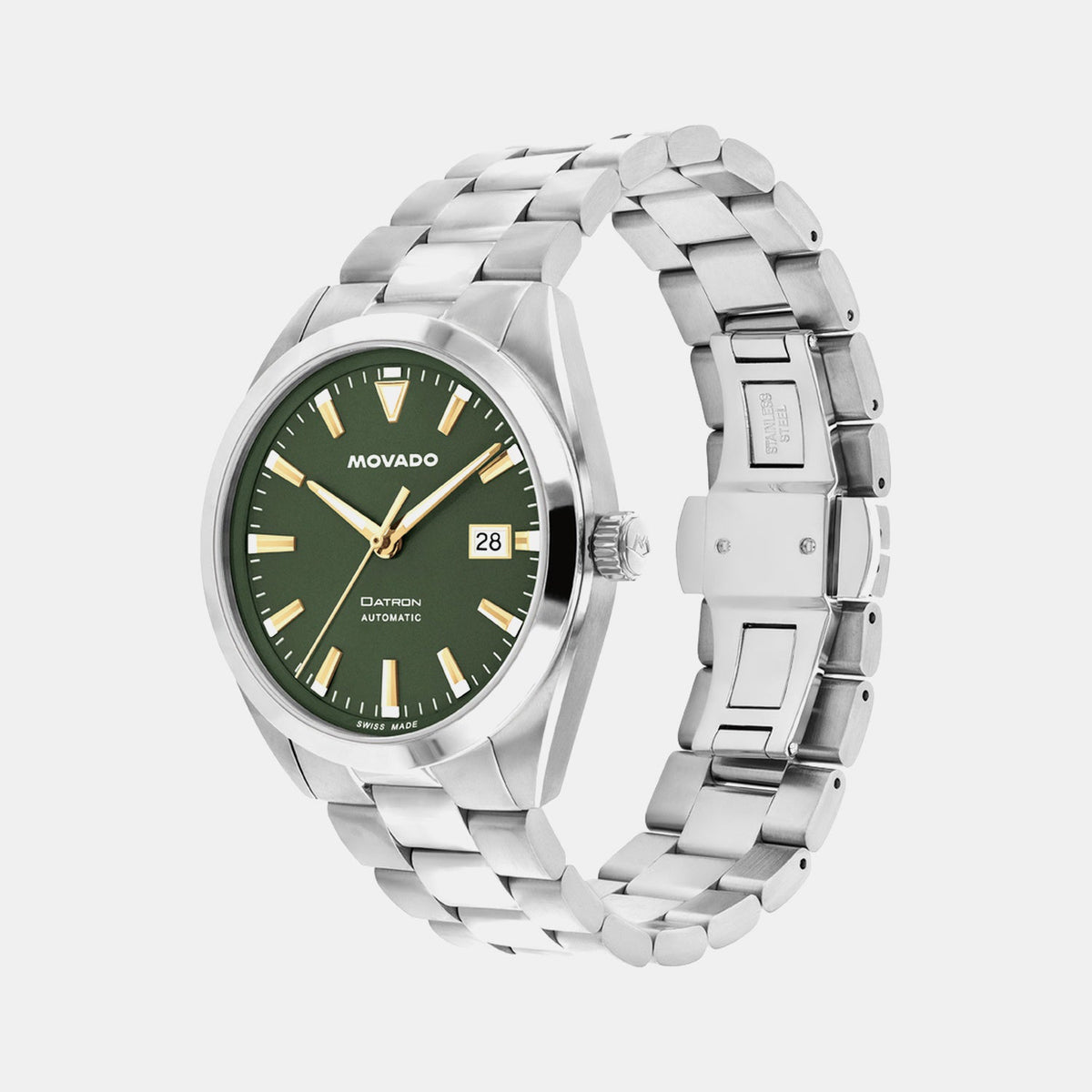 Movado Heritage Datron Men Automatic Green Dial Analog Stainless Steel Watch 3650236