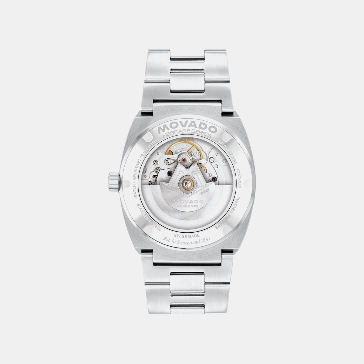 Movado Heritage Ondoplan Men Automatic White Dial Analog Stainless Steel Watch 3650243