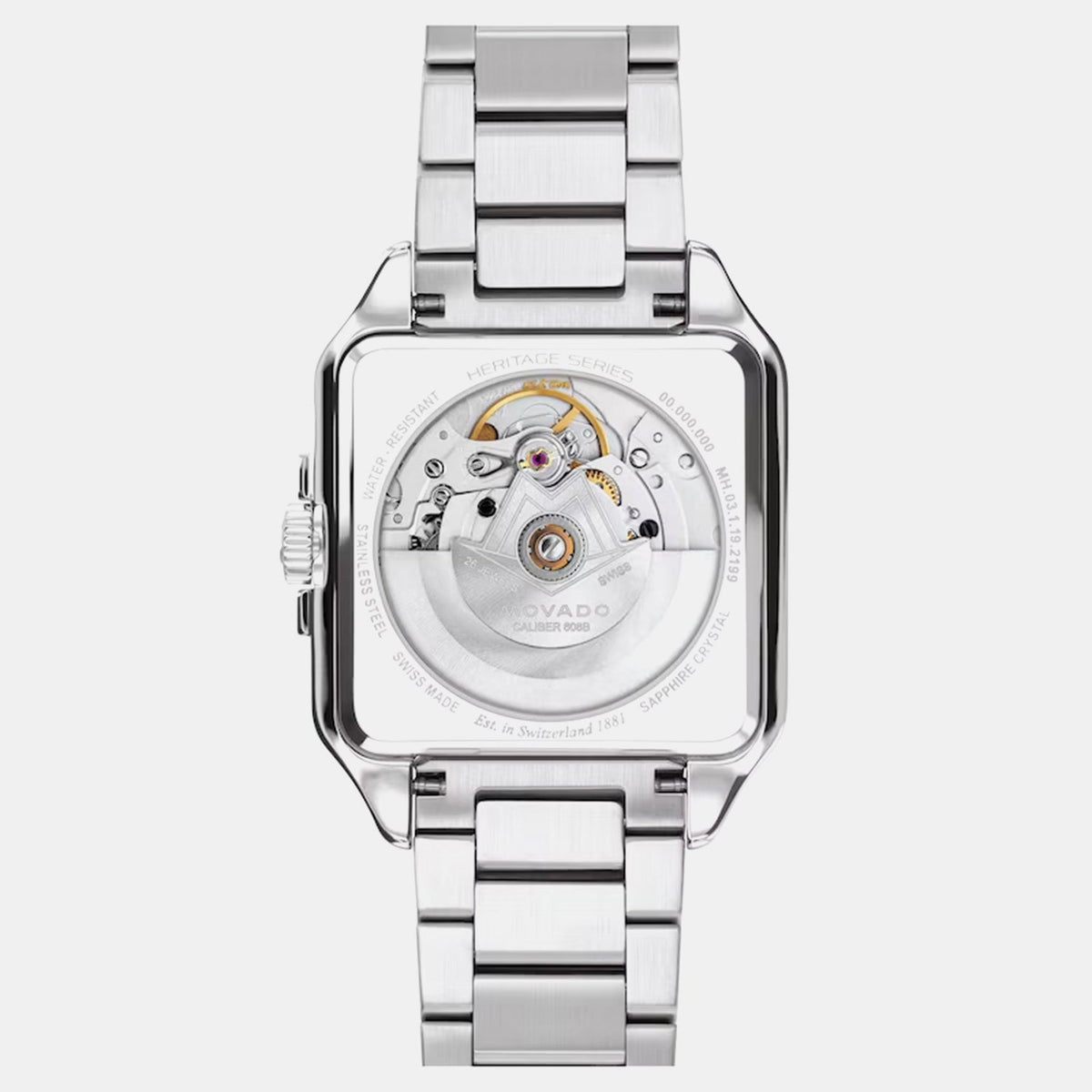 Movado Heritage 1917 Men Automatic Grey Dial Analog Stainless Steel Watch 3650257