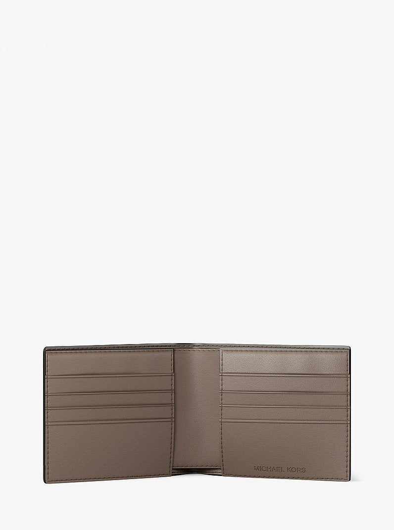 Pebbled Leather Billfold Wallet and Signature Logo Card Case Gift Set Mushroom Mushroom