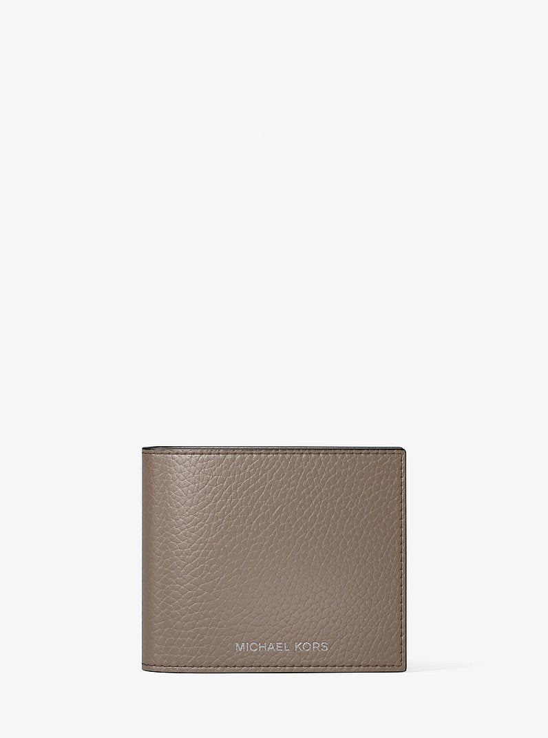 Pebbled Leather Billfold Wallet and Signature Logo Card Case Gift Set Mushroom Mushroom