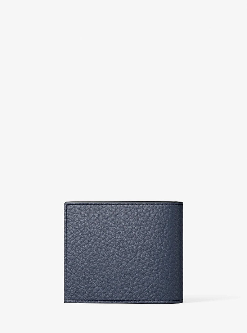Pebbled Leather Billfold Wallet and Signature Logo Card Case Gift Set Navy Navy