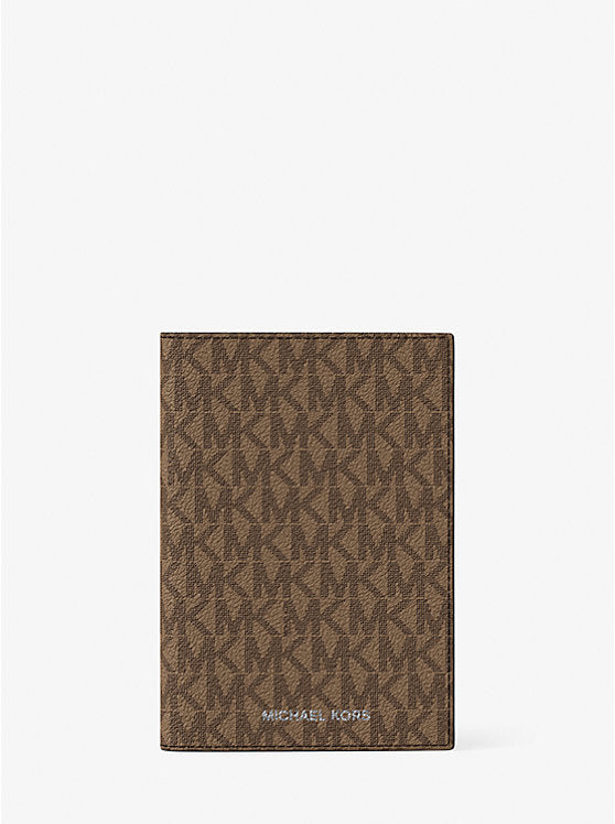 Mk Bedford Passport Wallet Micheal Kors Logo Passport Wallet Camel