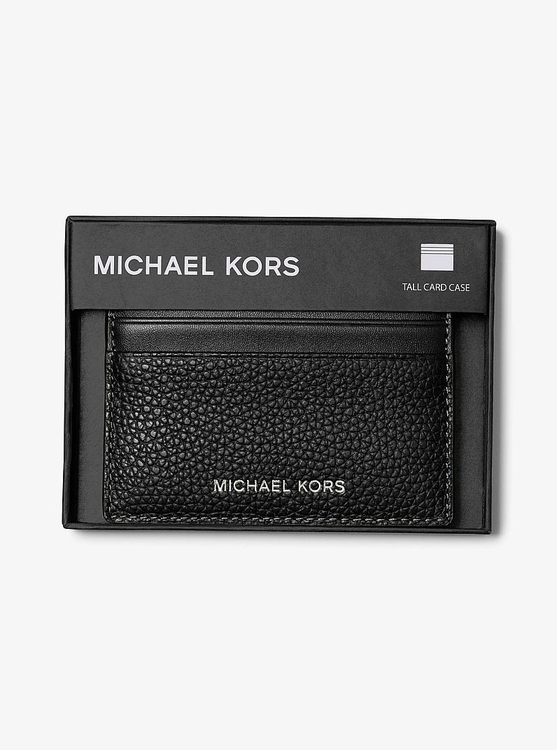 Cooper Pebbled Leather Tall Card Case Black Black