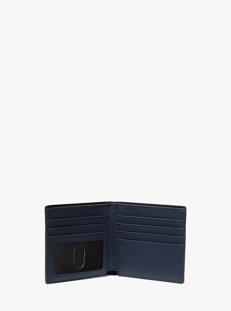 Cooper Pebbled Leather Billfold Wallet Navy Navy