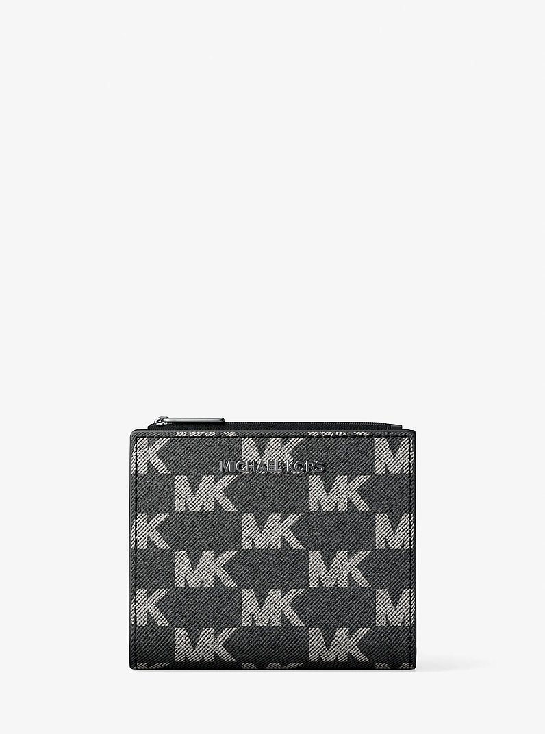 Cooper Medium Logo Jacquard Denim Zip Wallet Black Wash Black Wash