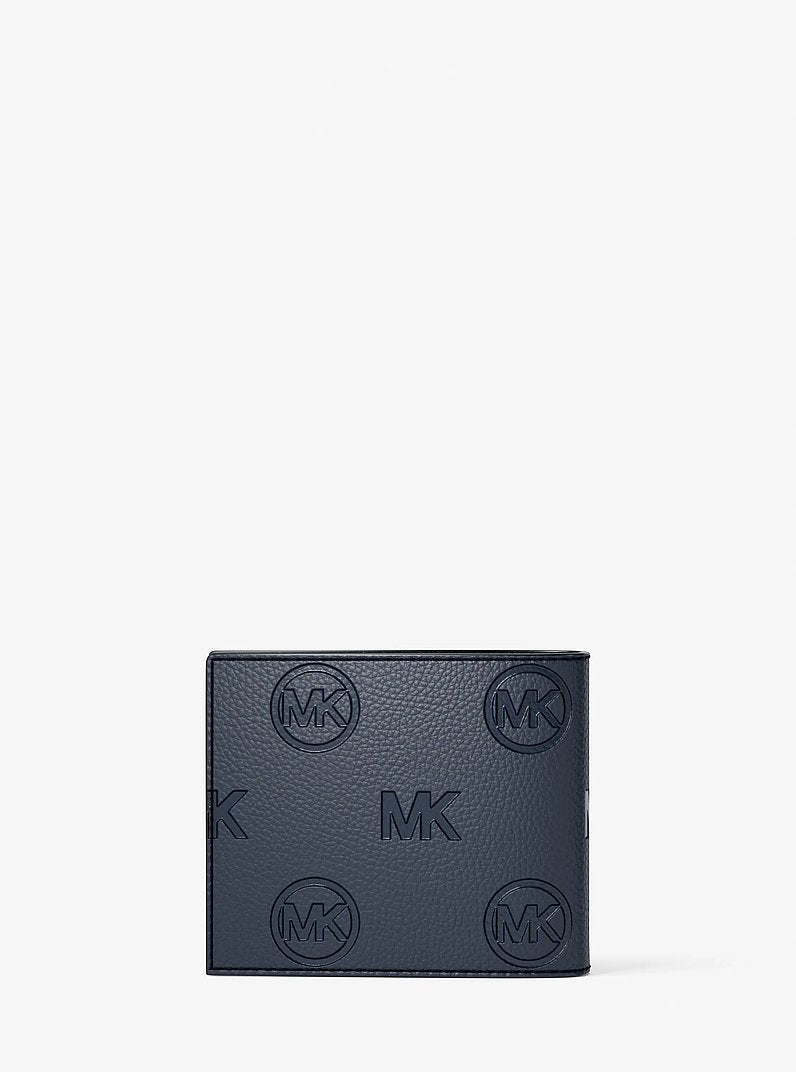 Cooper Logo Debossed Billfold Wallet With Passcase Navy Navy