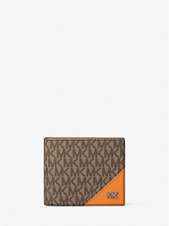 Micheal Kors Cooper Signature Logo Billfold Wallet Pop Orange