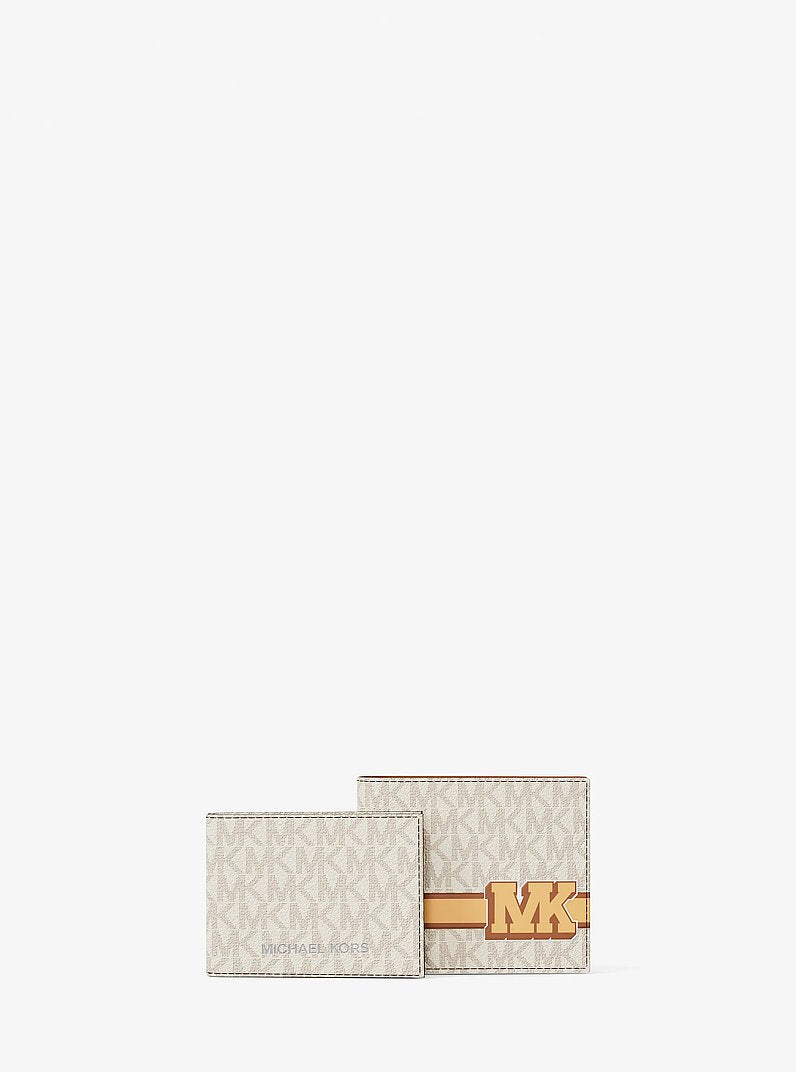 Cooper Striped Signature Logo Billfold Wallet With Passcase Vanilla Combo Vanilla Combo