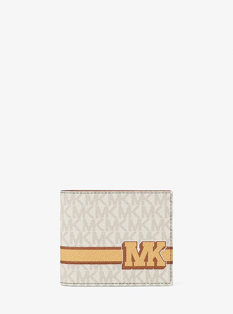 Cooper Striped Signature Logo Billfold Wallet With Passcase Vanilla Combo Vanilla Combo