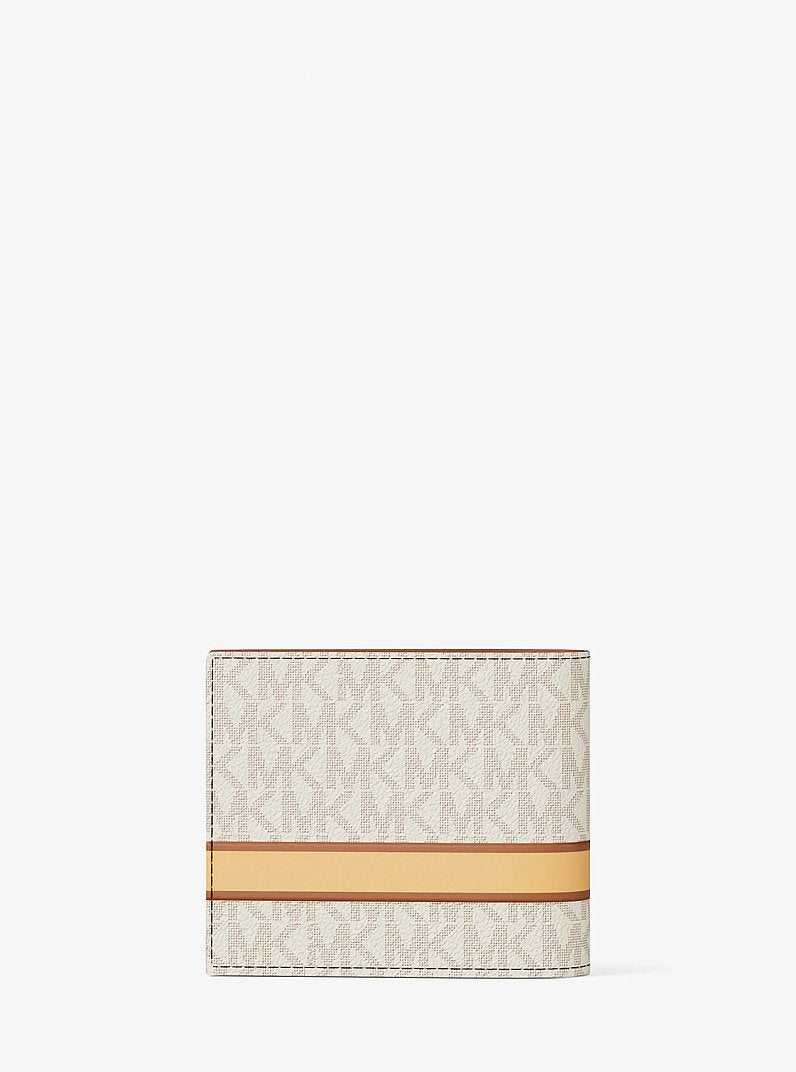 Cooper Striped Signature Logo Billfold Wallet With Passcase Vanilla Combo Vanilla Combo