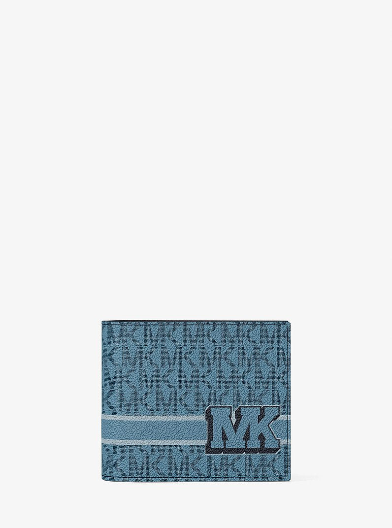 Cooper Striped Signature Logo Billfold Wallet With Passcase Denim Denim