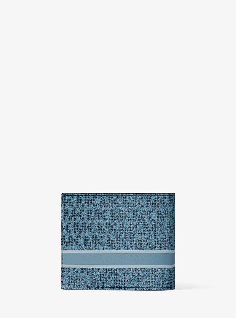 Cooper Striped Signature Logo Billfold Wallet With Passcase Denim Denim