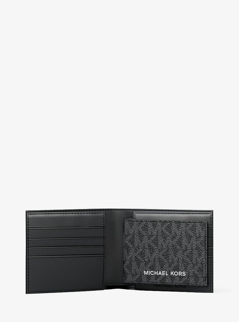 Cooper Striped Signature Logo Billfold Wallet With Passcase Black Combo Black Combo