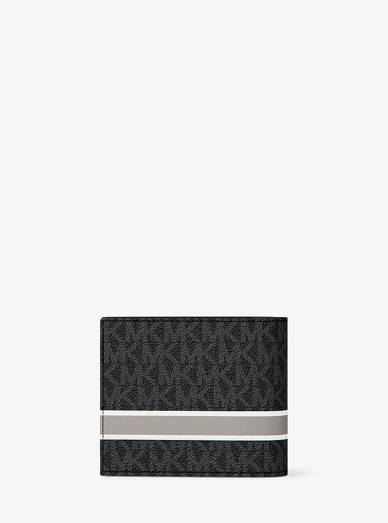 Cooper Striped Signature Logo Billfold Wallet With Passcase Black Combo Black Combo