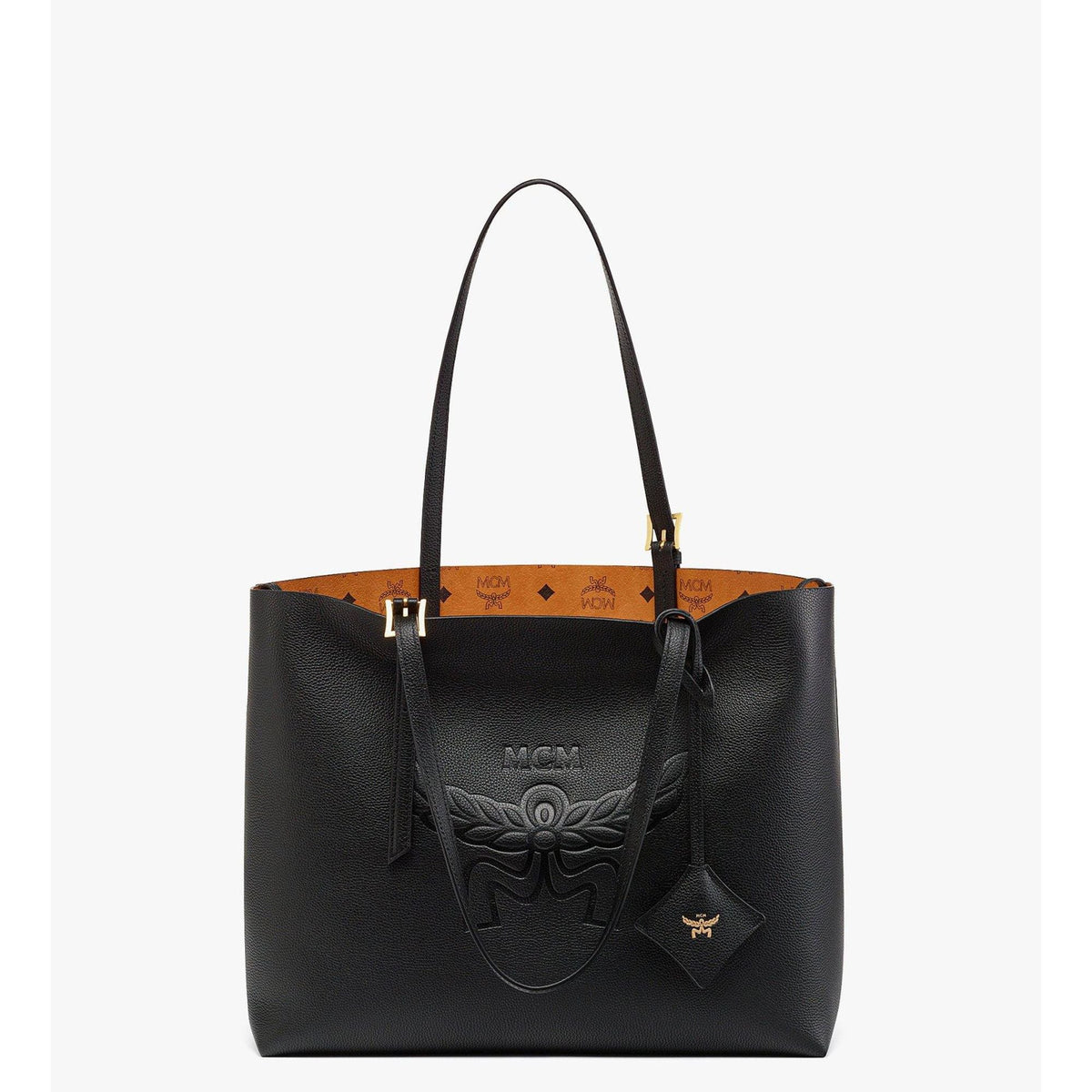 MCM Himmel Shopper In Embossed Logo Leather