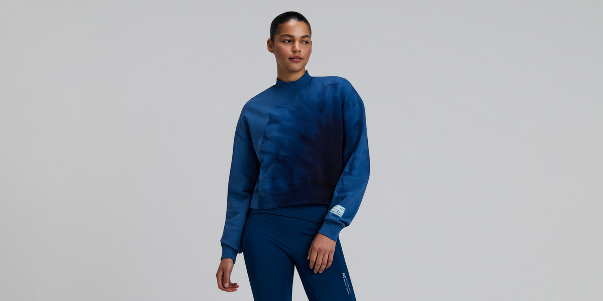 Bandit Womens Cropmock Pullover Aegean Blue Wave Print