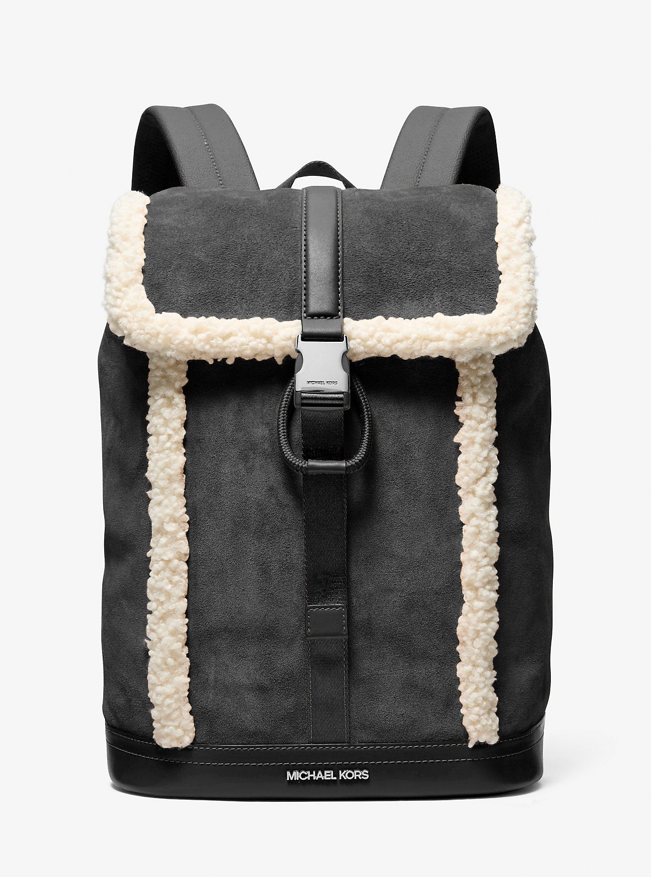 Cooper Suede and Sherpa Backpack Black Black