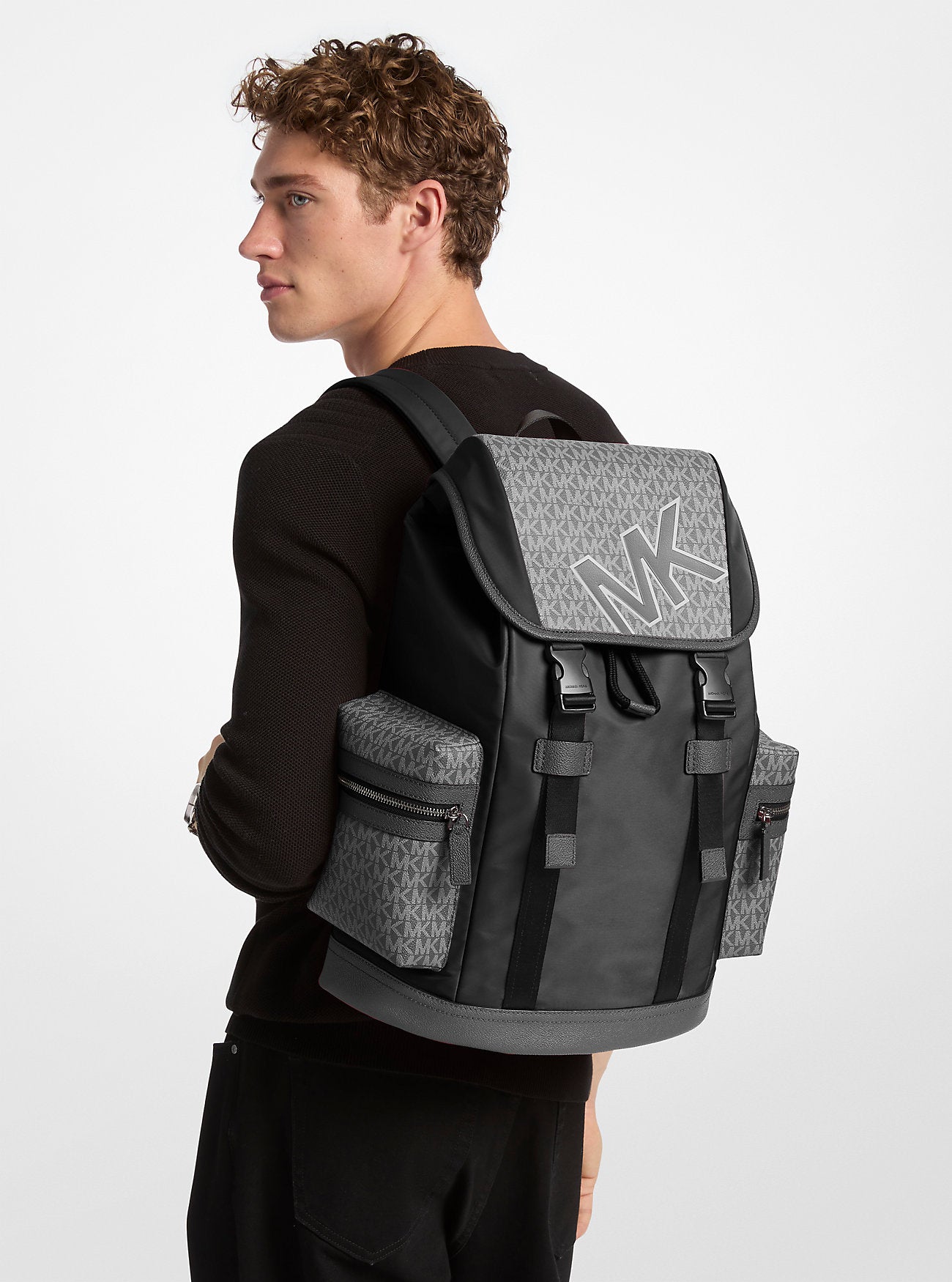 Cooper Signature Logo and Nylon Backpack Gunmetal Gunmetal