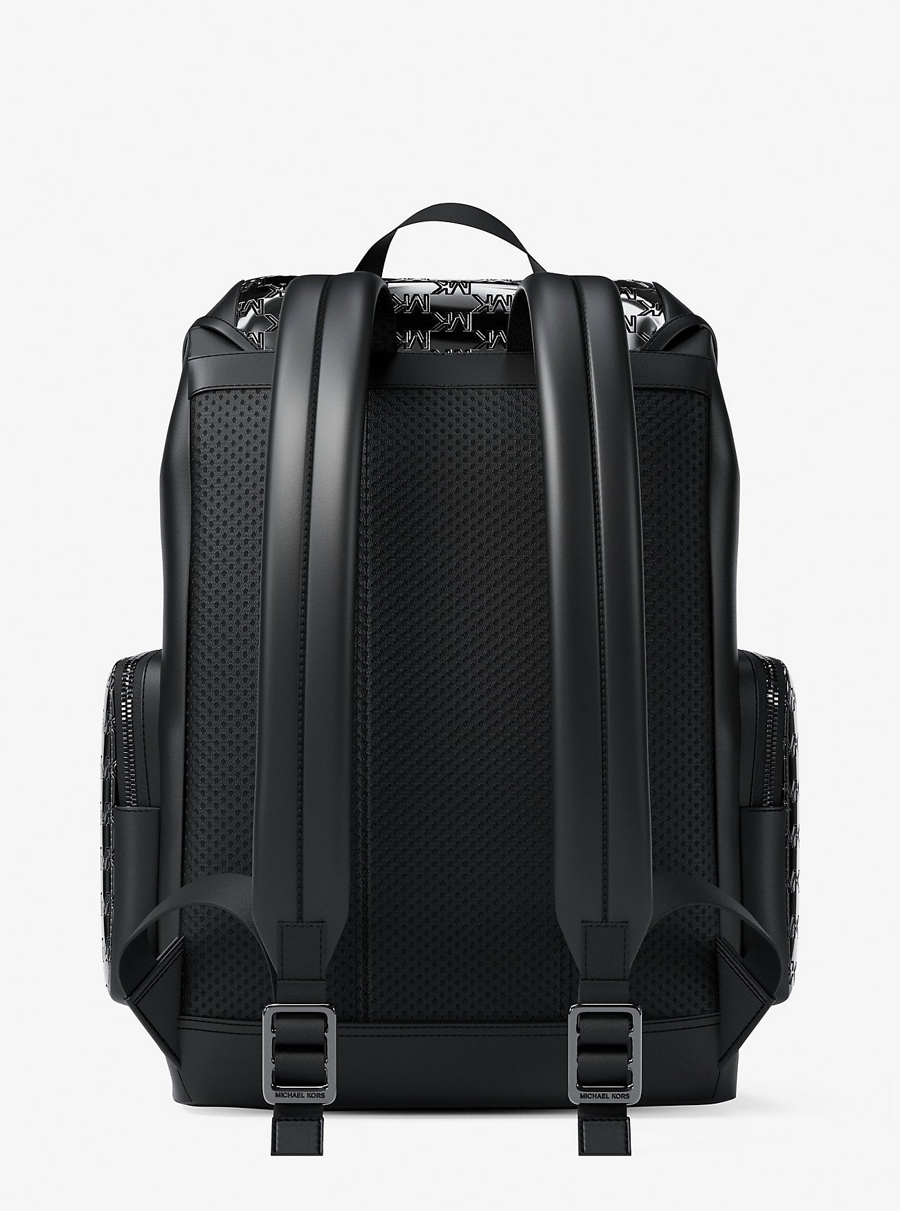 Cooper Medium Metallic Logo Debossed Backpack Black Black