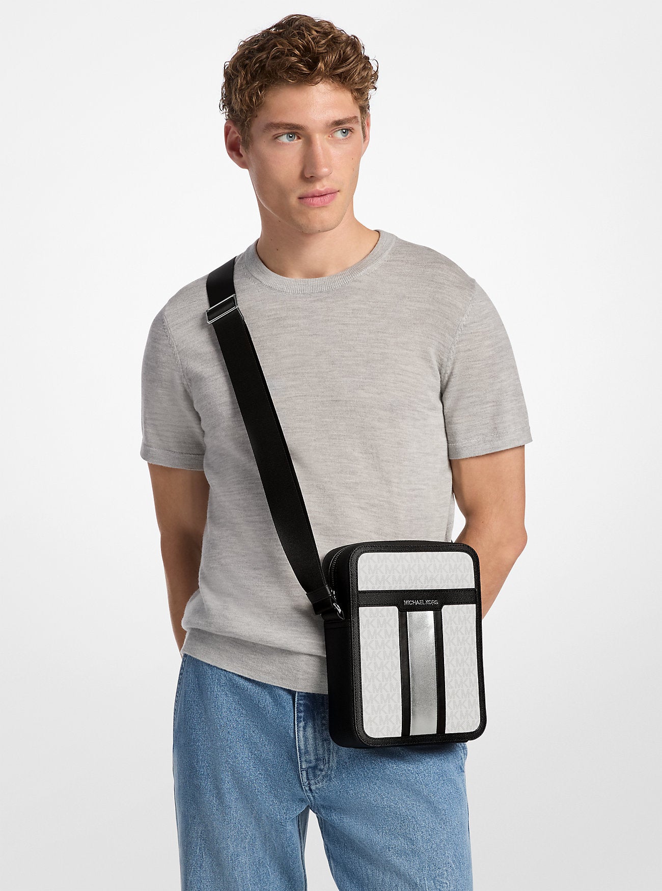 Cooper Signature Logo Stripe Flight Bag Silver Silver