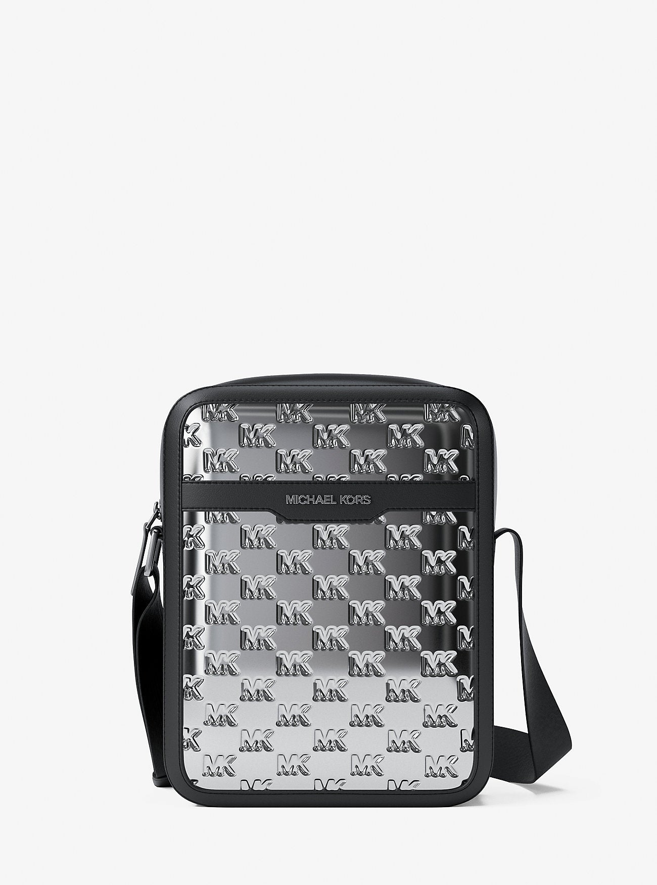 Cooper Metallic Logo Debossed Flight Bag Silver Silver