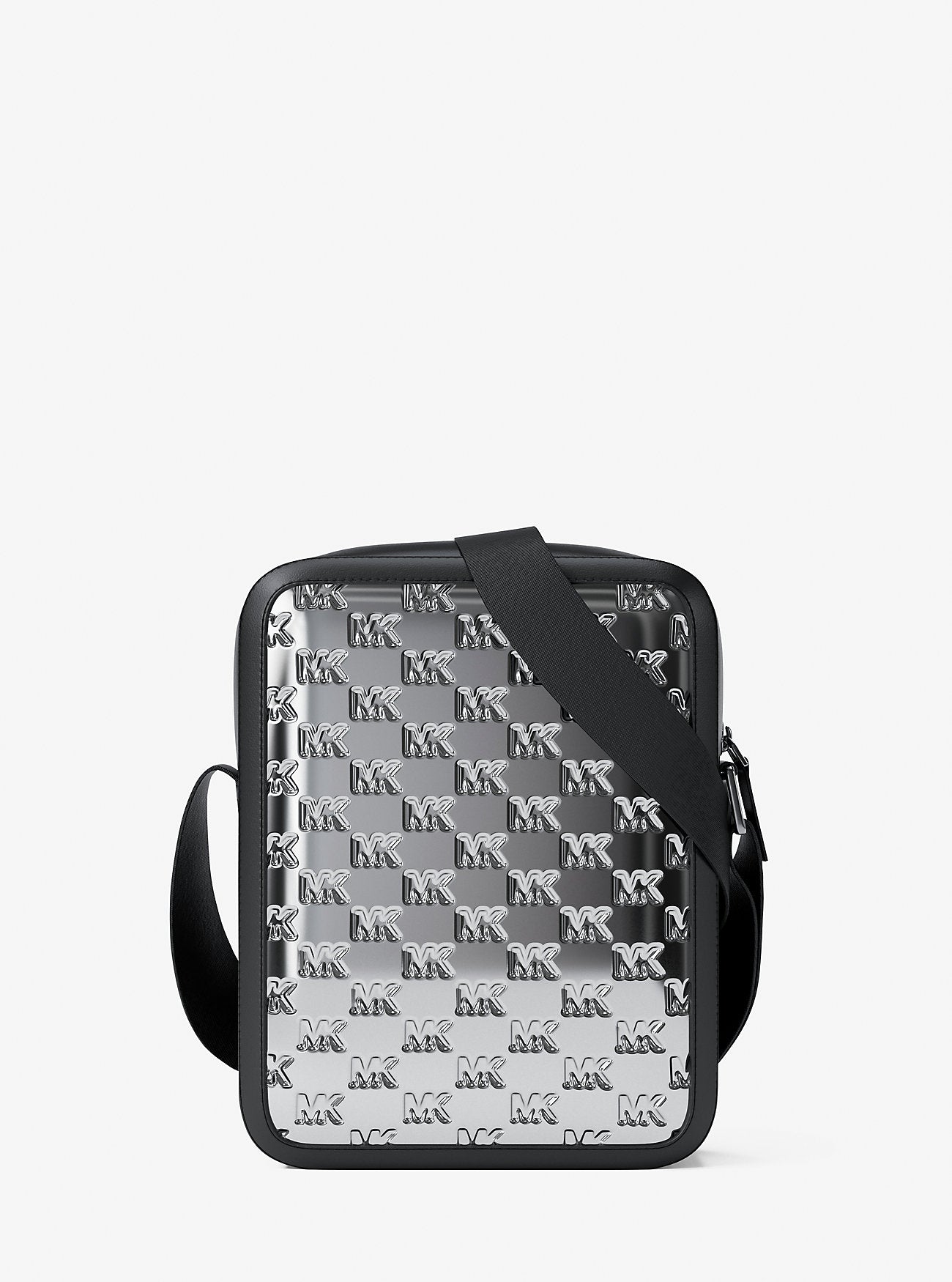 Cooper Metallic Logo Debossed Flight Bag Silver Silver