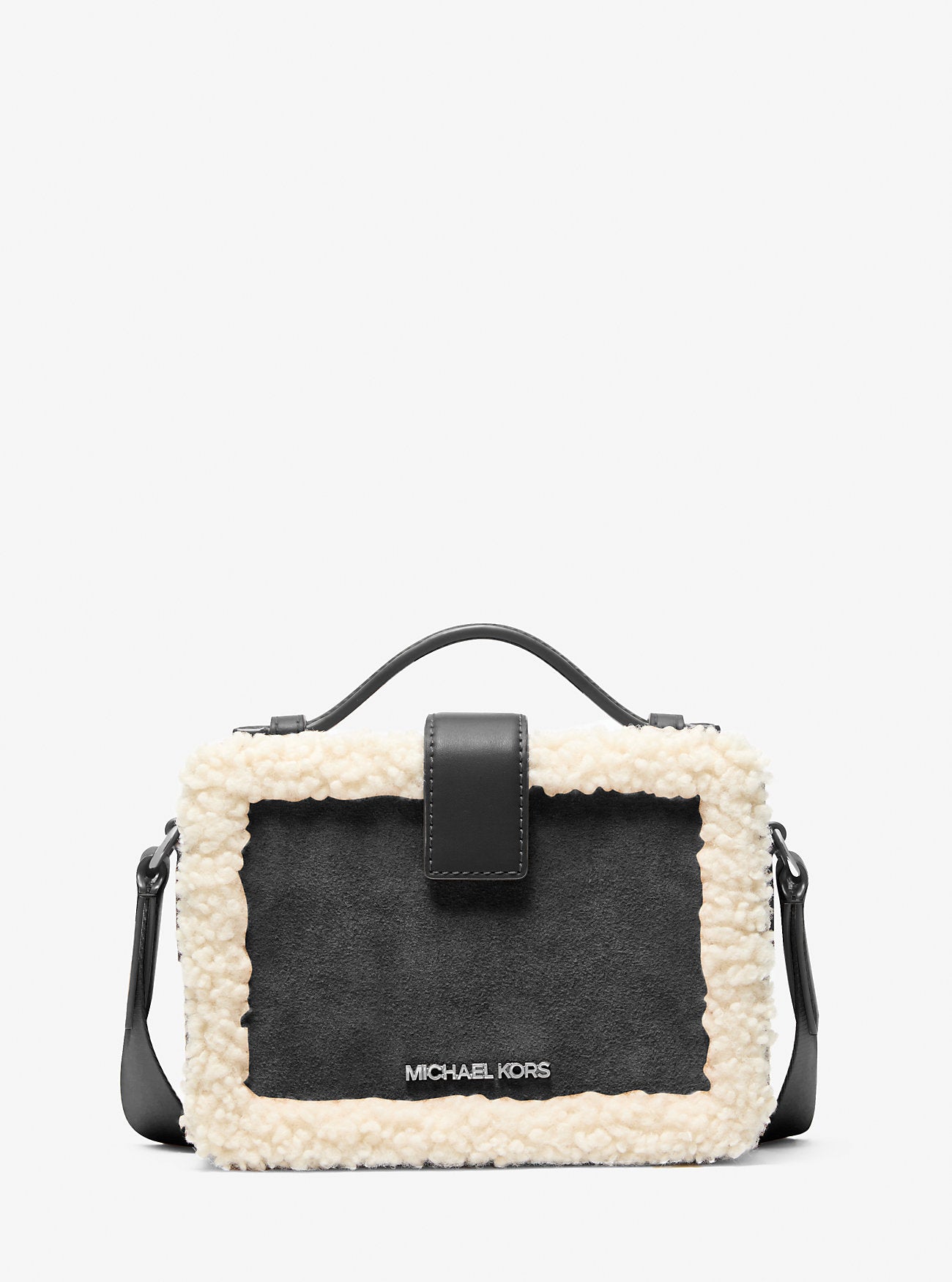 Cooper Suede and Sherpa Crossbody Bag Black Black