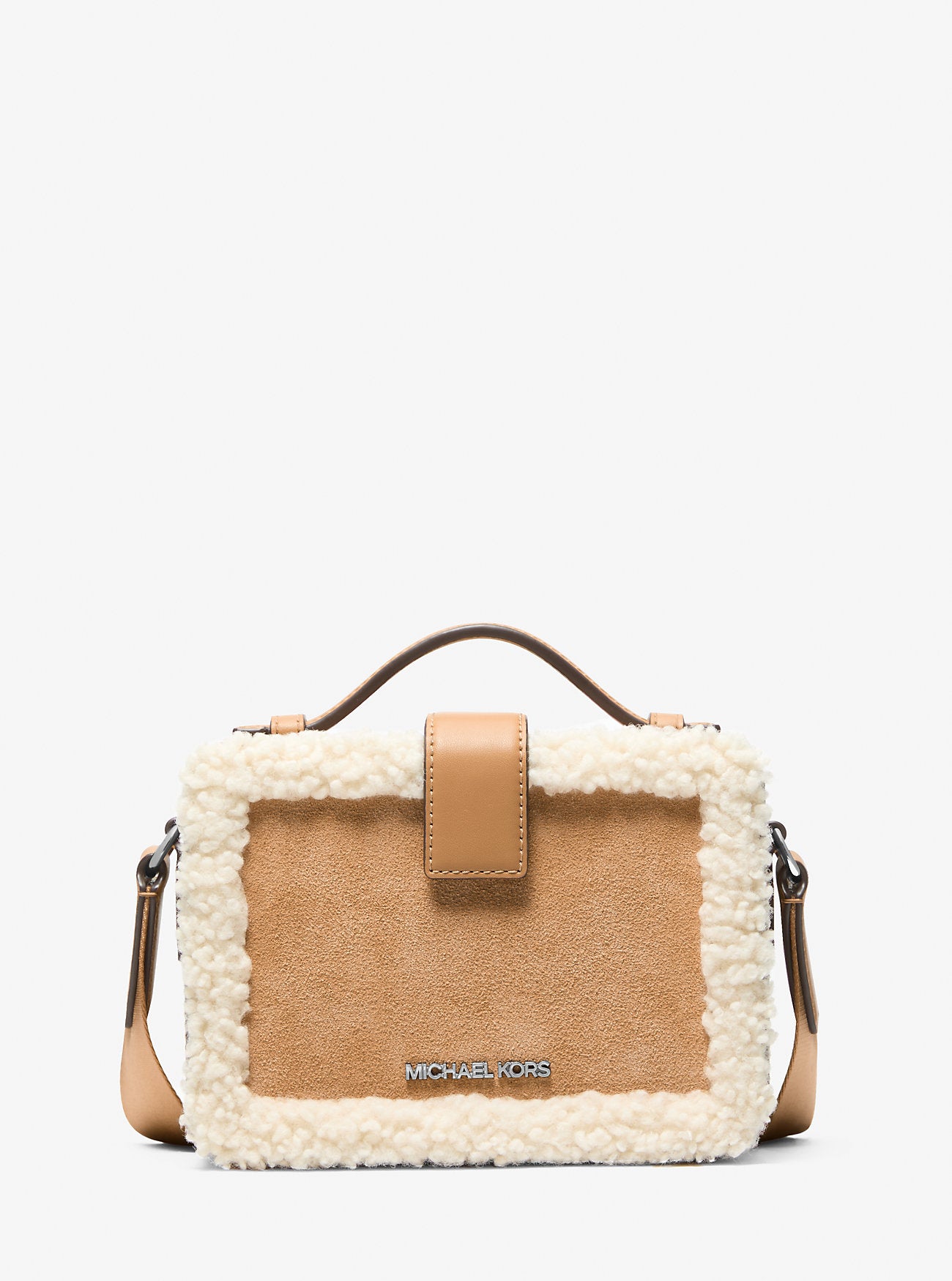 Cooper Suede and Sherpa Crossbody Bag Peanut Peanut